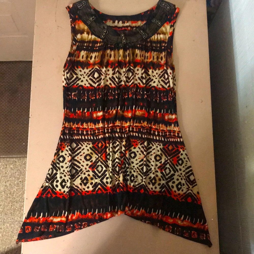 Black red little bit of white blouse new directions petite